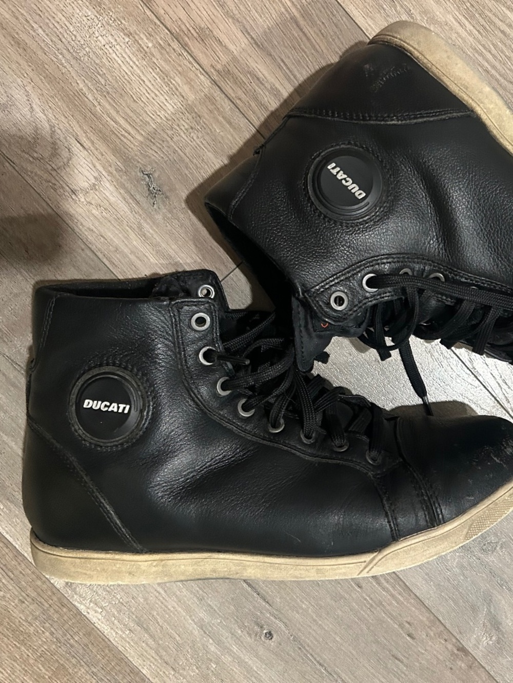 Ducati Black Leather Motorcycle City Boots High Top Shoes EU 42 Moto Biker